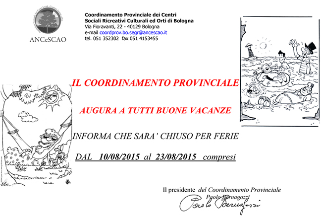 Comunicazione ferie agosto 2015