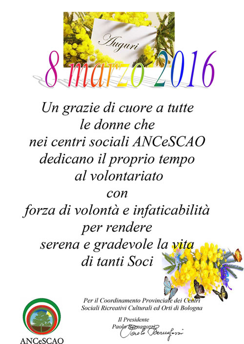 Un pensiero 8 marzo 2016